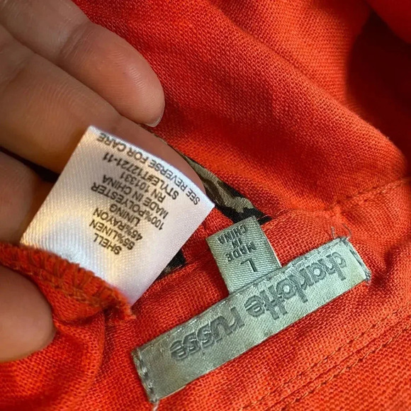 Charlotte Russe Linen Blend One Button Orange Women Blazer size L - Picture 4 of 10
